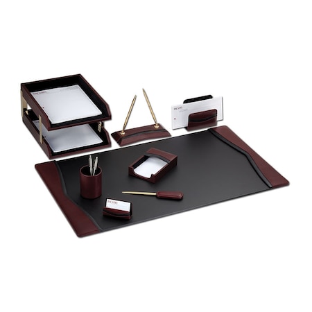 Dacasso Burgundy Contemporary Leather 10-Piece Desk Set DF-7020